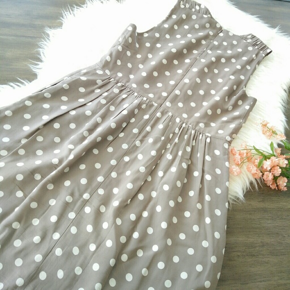 [Madewell] polka dot Tan dress 100%silk size 4 - Picture 4 of 8
